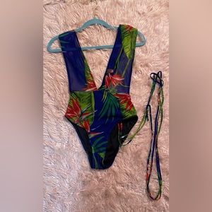Tropical Print Swimsuit Set